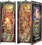 Fsolis Book Nook Kit, Miniature Booknooks for Adults 3D Puzzle Bookends Decorative Bookends for Shelves Gifts for Women Teenagers Building Lovers (Unicorn's Life in Forest)