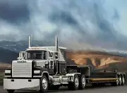 1/64 DCP BLACK/GREY MACK SUPERLINER W/ 60" FLAT TOP SLEEPER & RENEGADE LOWBOY