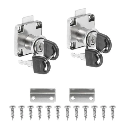 Cylinder Cabinet Cam Lock 7/8", 2Pcs Keys Alike Alloy Tool Box Lock