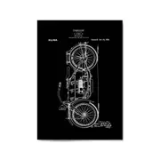 Vintage Motorcycle Black Patent Man Cave Wall Art #1