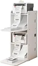Multilayer 4-Tier Wood Printer Stand, Thermal Paper Barcode Printer Rack, Easy Assemble and Maintain Printer Holder, Space Saver Mobile