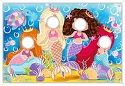 Mermaid Backdrop 5 x 3.3 ft, Mermaid Face in Hole Party Selfie Photo Prop, Mermaid Birthday Photography Background, Under The Sea Party Decoration Photo Booth Props Multicolor