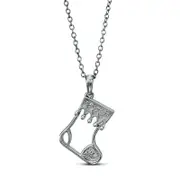 Natural Diamond Accent Stocking Outline Pendant in Sterling Silver