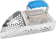 Sorandy Beach Metal Detecting Sand Scoop, Foldable Handle Stainless Steel Sifter Shovel, Metal Detector Accessories with Sturdy Sand Sieve for Beach Discovering Treasures