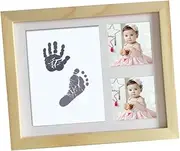 Vaguelly Infant Footprint Kit Photo Frame for Boys and Girls Safe and Non-smearing Ink Pad (wooden)