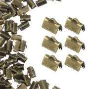 200Pcs 10mm Ribbon Crimp Clamp Ends Bookmark Pinch Cord End Clasps, Silver White