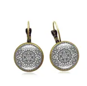 5PAIRS Retro Datura Ear Drop Earrings Alloy French Hook Earring For Women BRONZER COLOR