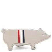 [Thom Browne] Silver Plated Enamel Pig Tie Bar Men