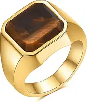 [MYNENEY] 14K Gold/Silver Plated Square Signet Ring Anillos De Hombre Statement classical wedding Rings Band for Men