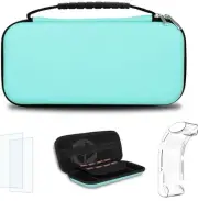 Nintendo Switch Lite Hard Shell Carry Travel Storage &Glass & Silicone Case Blue