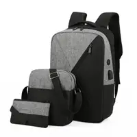 在飛比找momo購物網優惠-【SINDIP】極簡風拼色防水潑後背包(三件組 雙肩包 側背