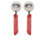 [Moschino] Moschino Logo-engraved Clip-on Earrings ONE SIZE SILVER/RED