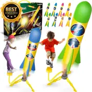 2-Pack Rocket Launchers with 8 Foam Rockets Kids Outdoor Toy Gift Ages 3-8
