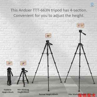 [5S] Andoer TTT-663N 57.5 英寸旅行輕便相機三腳架支架手機三腳架適用於 DSLR 單反相機攝影視