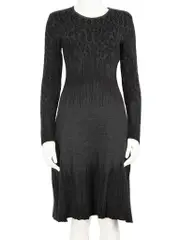 Grey Wool Leopard Knit Dress