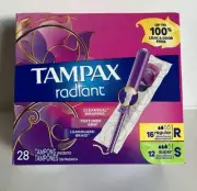 Tampax Radiant Duo Pack Tampons w LeakGuard Regular & Super Absorbency 28 Ct