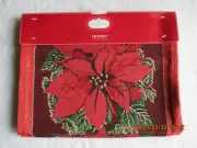 Trim A Home Table Runner 13" x 72" Poinsettia Red Pattern Tapestry New inPacket