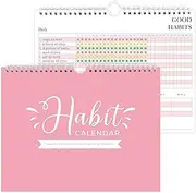 Habit Tracker Journal - Undated Weekly & Monthly Planner with Spiral Binding12Months, 8.5"x11' Pink