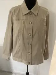 Chico's Women's long Sleeve Cassidy Cord Jacket Khaki Size 3 Retail $78