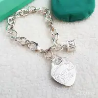 在飛比找Yahoo!奇摩拍賣優惠-Tiffany & Co/925純銀心形弔牌&羅馬數字造型弔