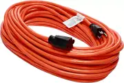 100 Ft 16/3 SJTW Orange, Outdoor Extension Cord - 3 Prong Ground Plug, 10A 1250W