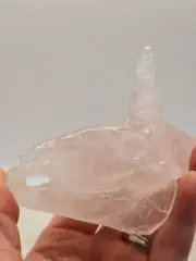 108g Rose Quartz Unicorn Skull Crystal Carving Tower Gemstone Healing