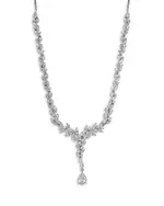 Nadri Sav Cubic Zirconia Cluster Lariat Necklace in Rhodium Plated, 16-18