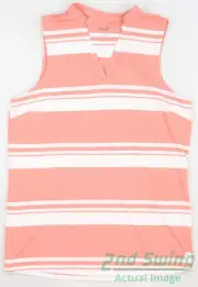 New Womens Puma Cloudspun V Stripe Sleeveless Polo Small Carnation Pink MSRP $55