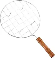 Wire Roaster with Handle - Heavy-Duty Stainless Steel Roti Grill, Square Papad Jali with Ergonomic Wooden Handle | Duraable Chapati Roasting Rack, Ideal for Grilling Flatbreads, Papadums Barbecue