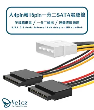 大4pin轉15pin一分二SATA電源線(SA-02) 三入一組 (6.1折)