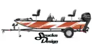 Red Orange Diamond Tile Retro Fishing Boat Wrap Abstract Fish Decal US Vinyl
