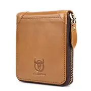 Men Retro Minimalist Fashion Cowhide 12 Card Slots Short Zipper Wallet