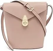 [Calvin Klein] Statement Series Lock Flap Daytonna Leather Bucket Crossbody Bag, Pale Rose, One Size