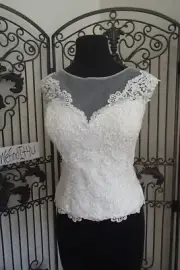 946 SIGNATURE ALFRED ANGELO 2629 SZ 14 IVORY $595 WEDDING DRESS TOP NWT