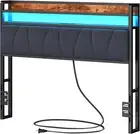 Headboard for Queen Size Bed with Storage, LED Light Headboards with Outlets & U