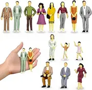 MOAZIFI Pack of 14 Miniature Figures, People Figures in Scale 1:25, Standing and Sitting Toy Figures for Miniature Scenes, Random Packed