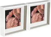 Nicola Spring 5 Piece 10 x 10 3D Shadow Deep Box Photo Frame Set - Craft Display Picture Frame with 8 x 8 Mount - White
