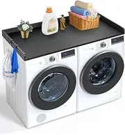VEVOR Washer and Dryer Worktop 1370 x 700 x 69 mm Wood Worktop Water Resistant Washing Machine Cover with Non-Slip Pads for Laundry Room Storage, Black
