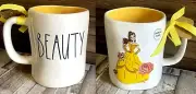 Rae Dunn DISNEY BELLE "BEAUTY" & THE BEAST PRINCESS Dress Flowers Mug CERAMIC