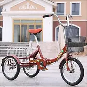 Tricycle for Adults Foldable Adult Tricycle Trike Cruise Bike Mini 16 Inch Wheel Single Speed 3 Wheeled Bicycle with Large Size Basket for Recreation Shopping Exercise, Tricycle