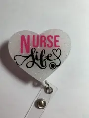 Retractable Badge Reel ID Holder - Nurse Life In Pink