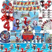 Spidey And His Amazing Friends Birthday Party Decoration Spiderman Theme Tableware Cup Plate Spidey Balloon Supplies For Kids Safe and Top Quality ...