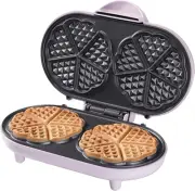 Double Waffle Iron for Classic Heart Wafers, Heart Waffle Iron with Baking Li...