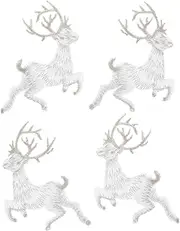SEWACC 4pcs Deer Embroidery Cloth Stickers Stylish Christmas Decoration Patches for Clothing Repair and DIY Festive Costumes for Holiday Decor