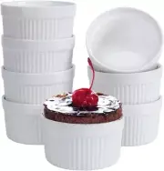 Ramekins 6 oz, Set of 8, Creme Brulee Ramekins, Souffle Dishes, 6OZ, white