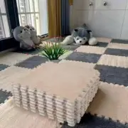 10Pcs Interlocking Foam Mats, Plush Carpet Tiles Plush Rugs Interlocking Floor