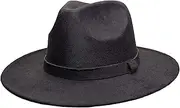 [Rising Phoenix Industries] Large Felt Flat Brim Rancher Panama Hat, Wide Brimmed Fedora with Matching Hat Band