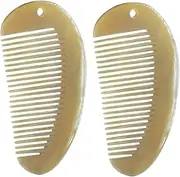 Baluue 2pcs Natural Horn Combs Hair Straighter Comb Portable Anti-static Combs