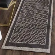 EVEREST INDOOR OUTDOOR BLACK BASKETWEAVE FLOOR RUG (XS) 67x140cm *FREE DELIVERY*