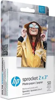 HP Sprocket 2x3" Photo Paper Premium Zink Sticky Back (50 Sheets)